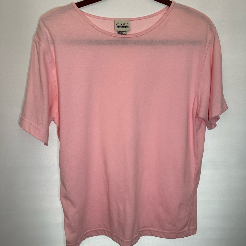 Classic Elements Womens Size M Tee T Shirt Blouse Top Short Sleeve Pink Shirt - Picture 1 of 7
